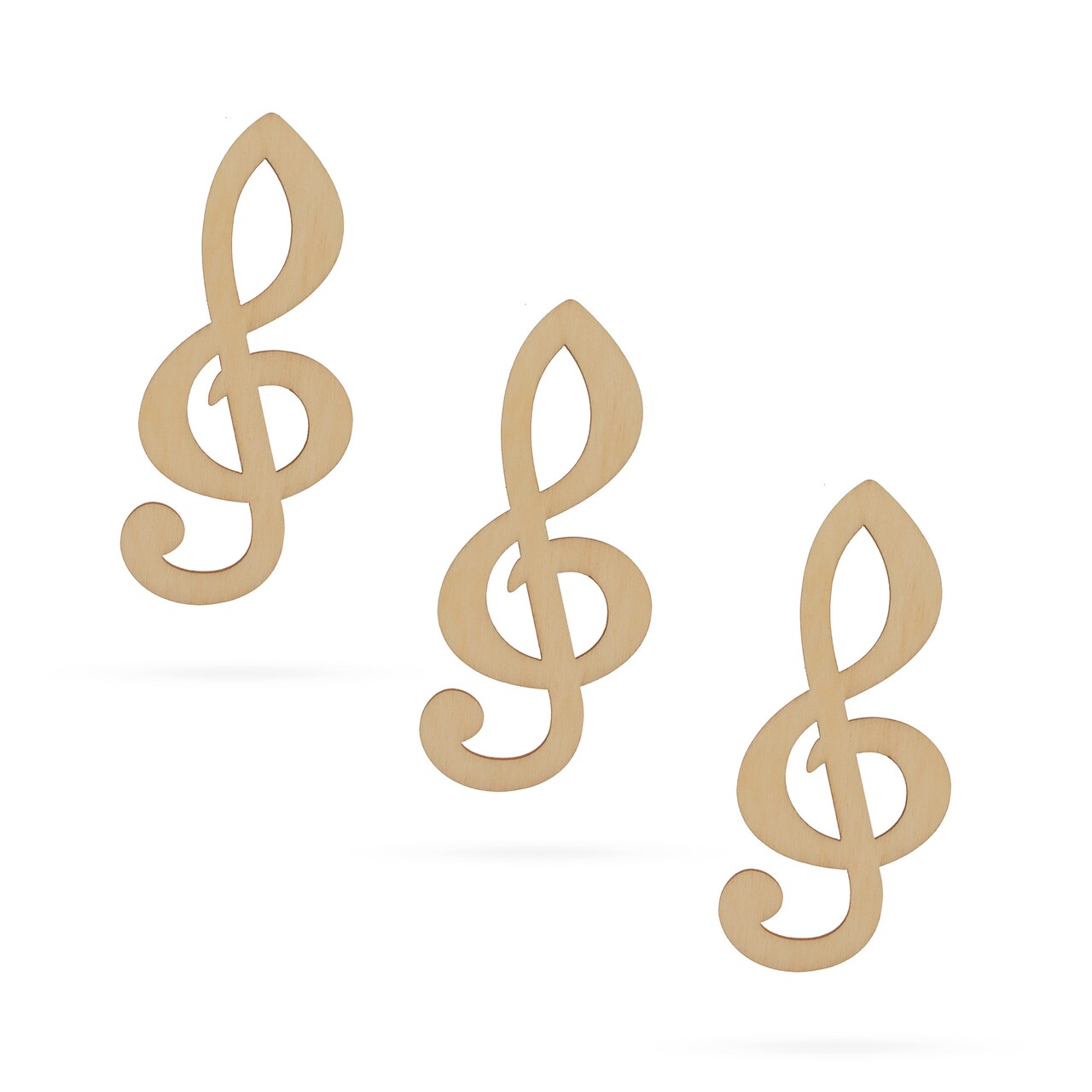 3 Music Signs Notes Unfinished Wooden Shapes Craft Cutouts DIY Unpainted 3D Plaques 4 Inches